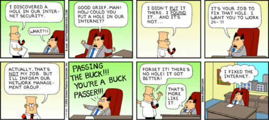 System administrators are indispensable to managers (Source: http://dilbert.com/strips/comic/2004-01-11/)